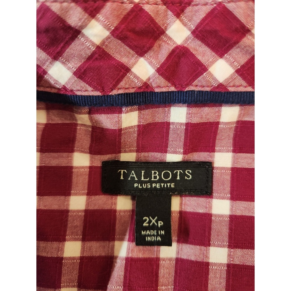 Talbots Women's Hot Pink Gingham Plaid Button-down Shirt Size 2XL Petite Casual - Picture 11 of 12